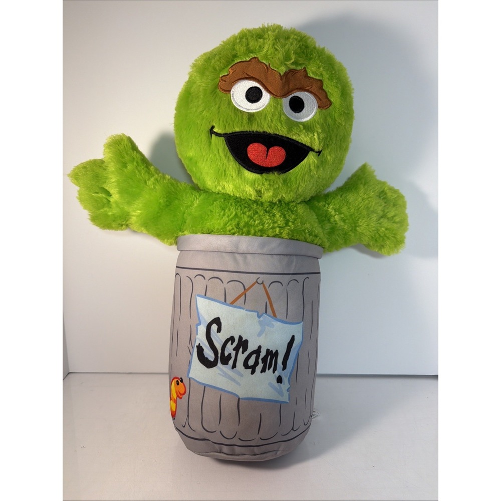 Sesame Street Oscar the Grouch Scram Plush in Trash Can 19" Toy Factory 2022